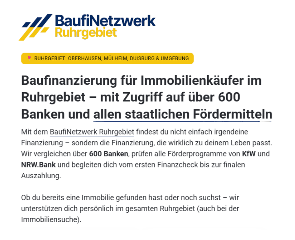 BaufiNetzwerk Ruhrgebiet – Baufinanzierung für Immobilienkäufer im Ruhrgebiet